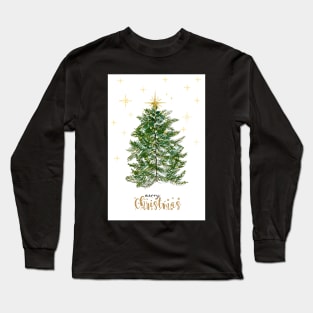 Christmas Tree Postcard Long Sleeve T-Shirt